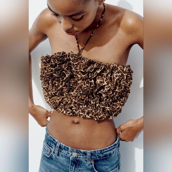 NWT ZARA BENLA FLORAL BANDEAU TOP - Picture 2 of 8